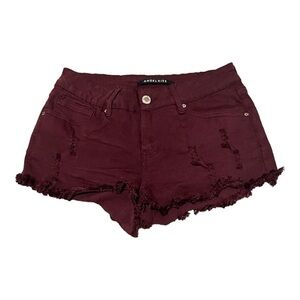 Angel kiss burgundy distressed frayed shorts juniors size 5